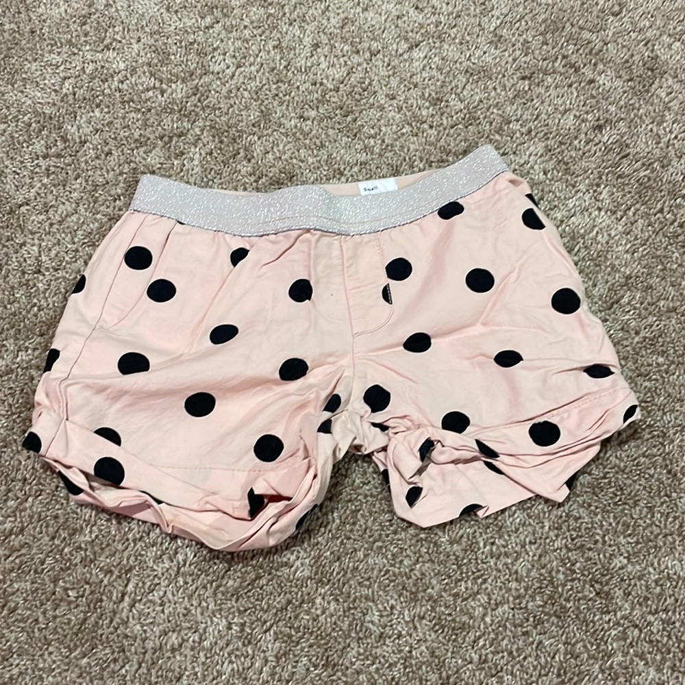 pink pokadot silver waist band shorts